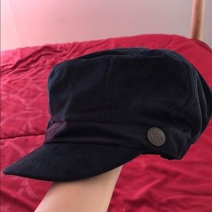 Soft Suede Black Cabby Hat.
